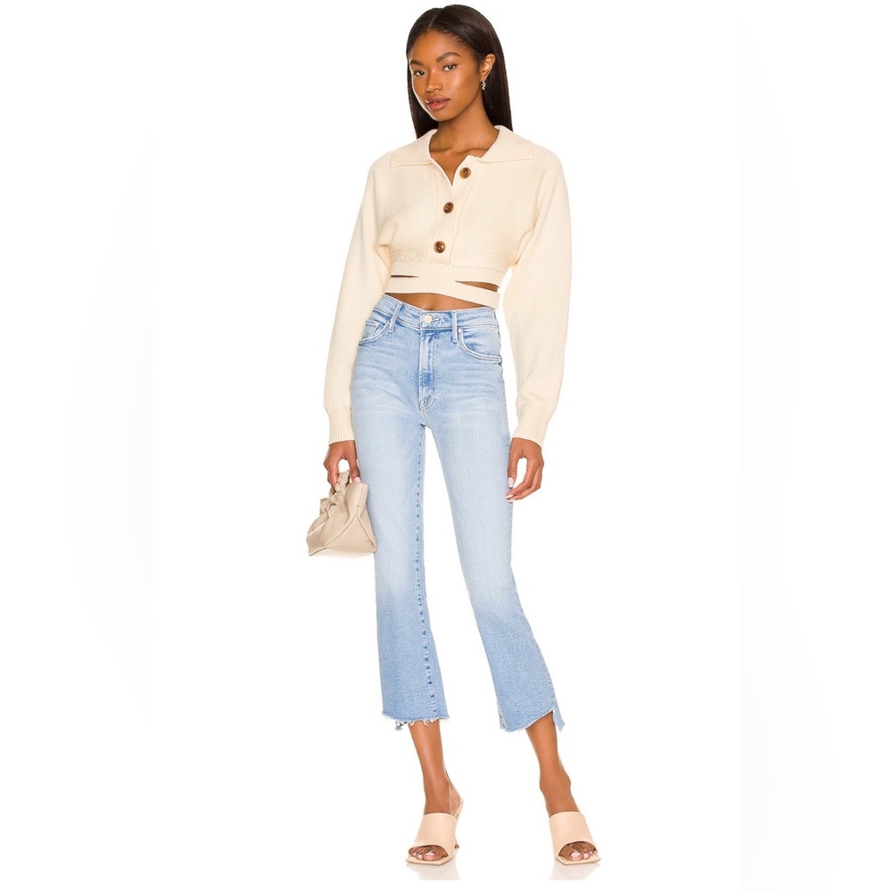 MOTHER Light Wash High-Rise Cropped Flare Jeans